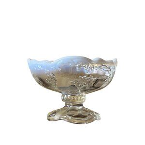 Vintage Northwood Clear Opalescent Glass Compote Dish